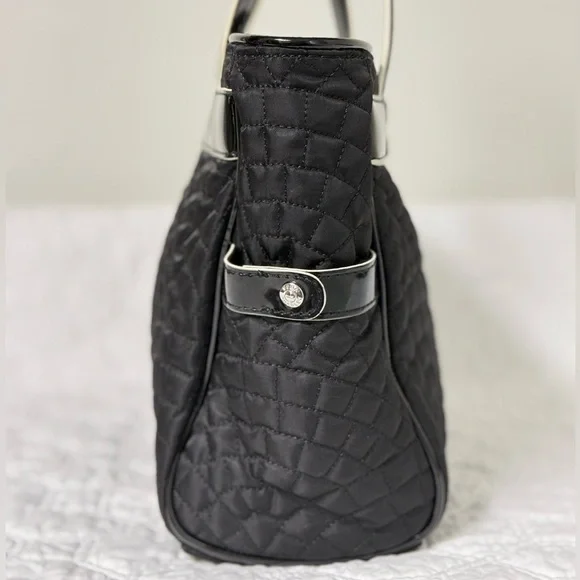 Vera Bradley Mon Cheri Black Quilted Tote Bag Purse Discontinued - Picture 3 of 15